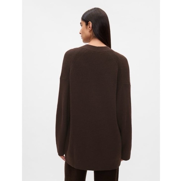 NWT CashSoft Shaker-Stitch Boyfriend Cardigan in Brown - Picture 5 of 6